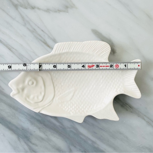 Ocean by Sakakibara Japan•VINTAGE~LIKE NEW•Ivory Ceramic Fish Platter+(2) Plates - Picture 10 of 12